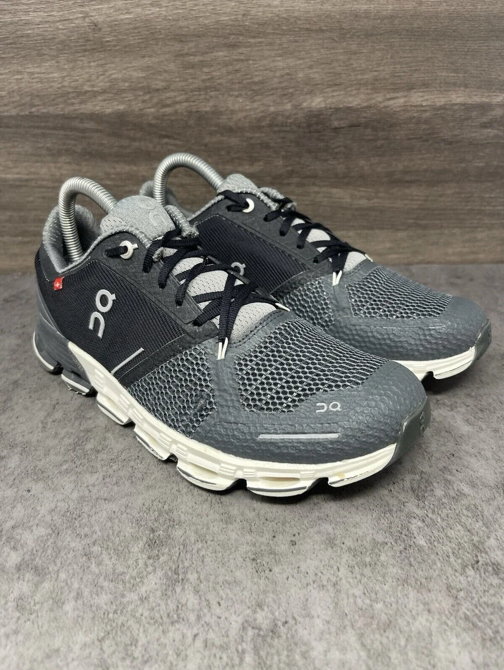 ON Cloudflyer Sneakers Womens Size 8.5 Grey Black Athletic Trainer